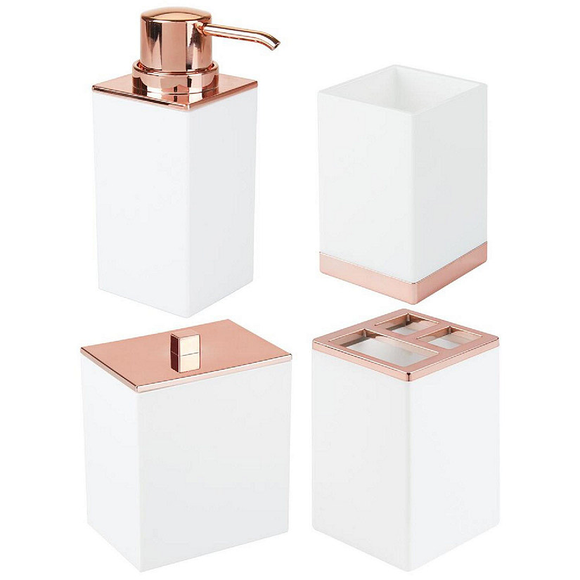 mDesign Plastic Bathroom Vanity Countertop Organizers, Set of 4, Clear/Rose  Gold