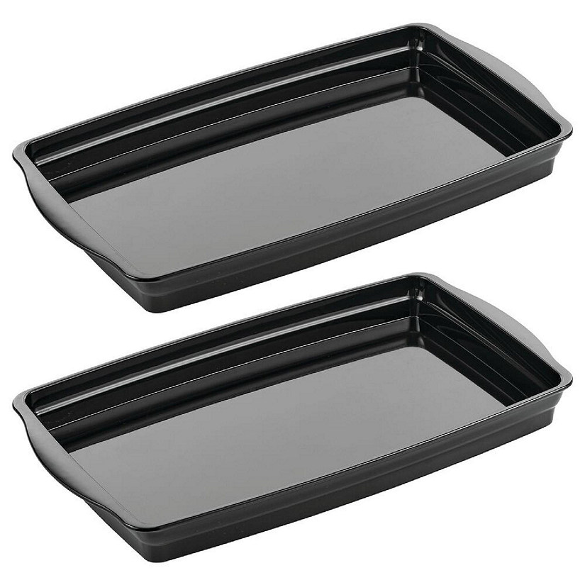 mDesign Plastic Bathroom Vanity Storage Organizer Tray Holder 2 Pack