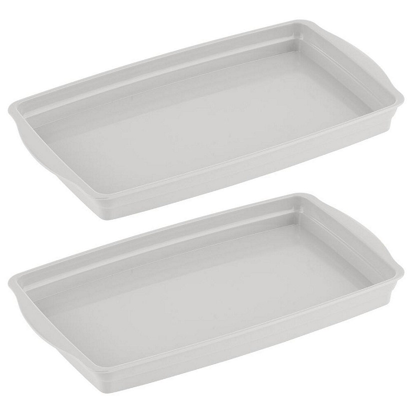 mDesign Plastic Bathroom Vanity Storage Organizer Tray Holder 2 Pack Gray