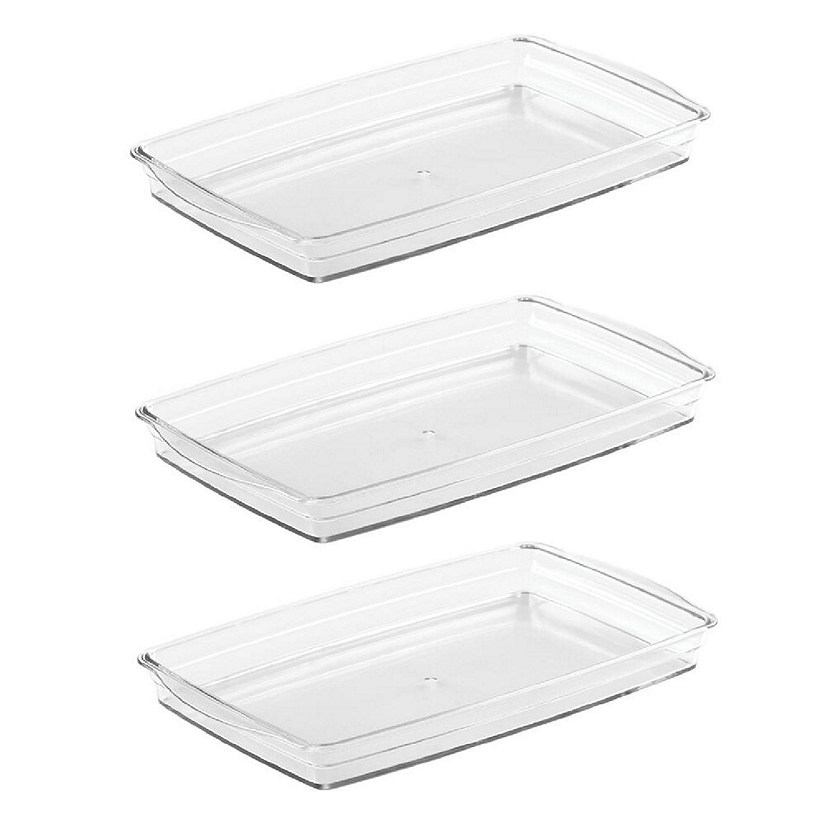mDesign Plastic Bathroom Vanity Storage Organizer Tray Holder, 3 Pack
