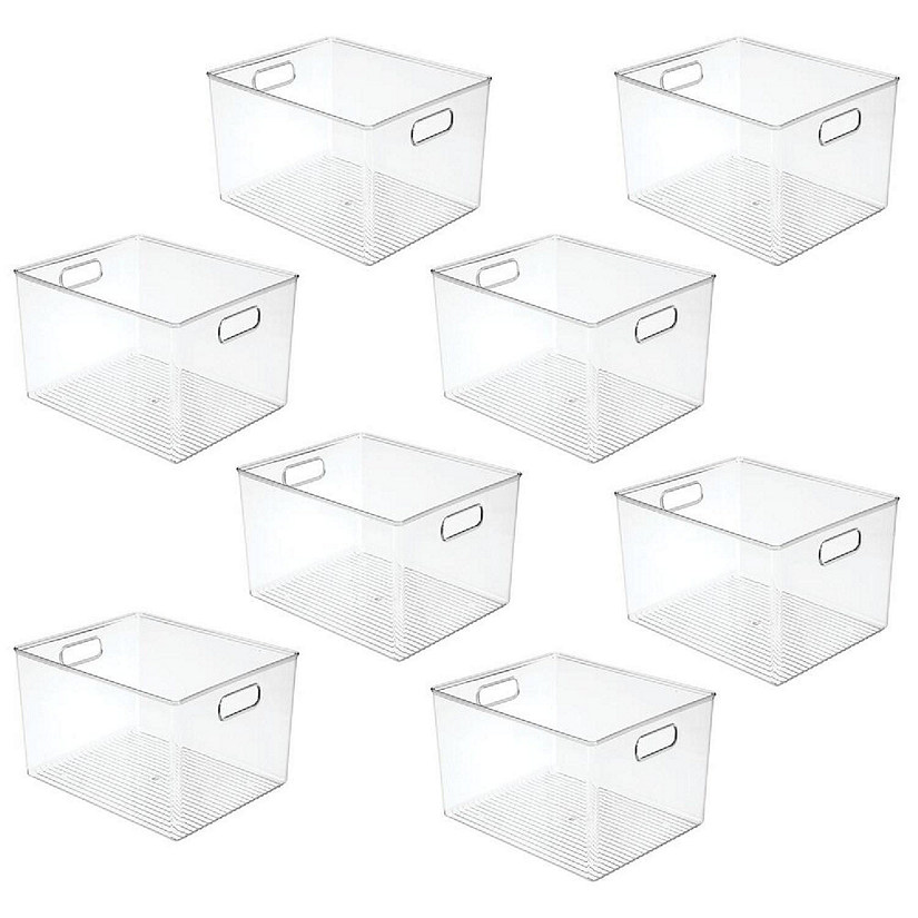 mDesign Plastic Closet Storage Organizer Container Bin, Handles