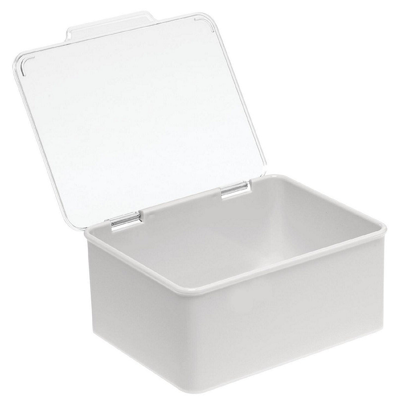 mDesign Plastic Stackable Office Storage Box with Hinge Lid, 6