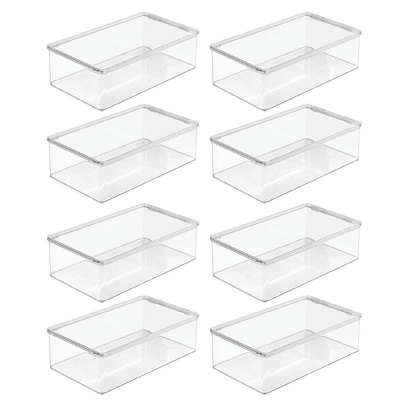 mDesign Plastic Craft Room Stackable Storage Box with Hinged Lid, 8