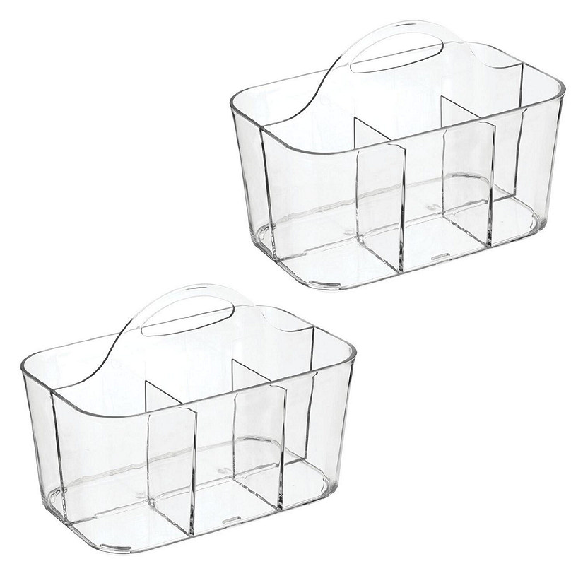 mDesign Plastic Cutlery Storage Organizer Caddy Bin Tote, Handle, 2