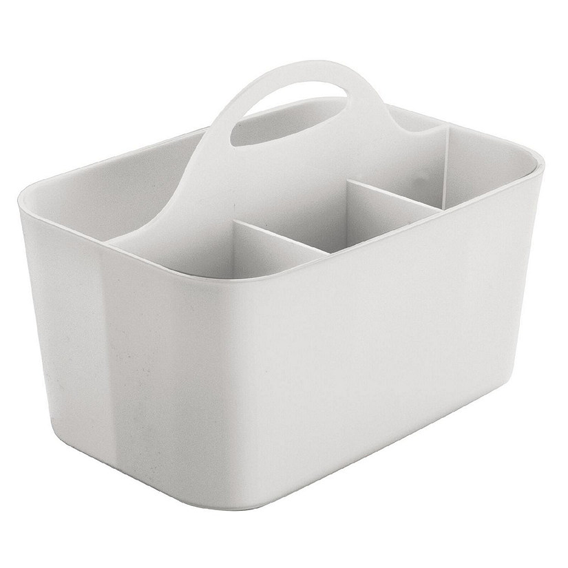 White Plastic Kitchen Cutlery Caddy Organizer Storage Bin by mDesign