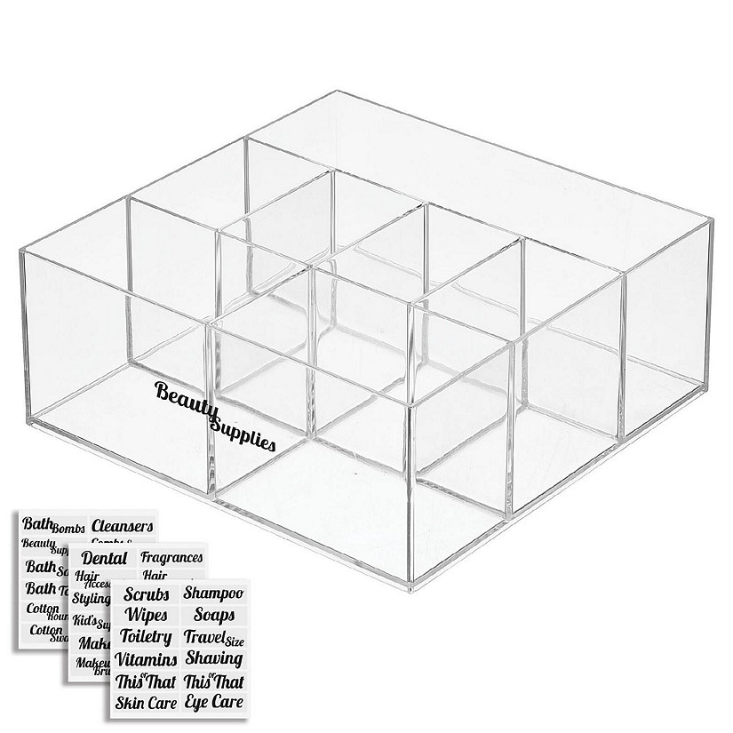 MDesign Plastic Bathroom Divided Storage Organizer Bin Box - 2 Pack - Clear