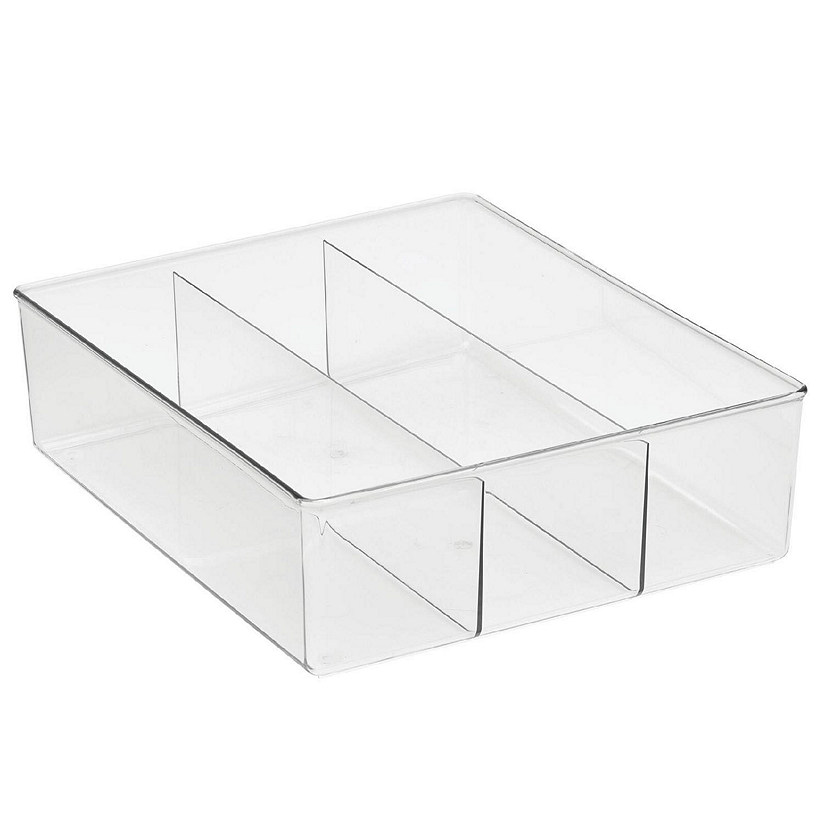 mDesign Plastic Divided Closet, Drawer Storage Bin, 3 Sections Clear