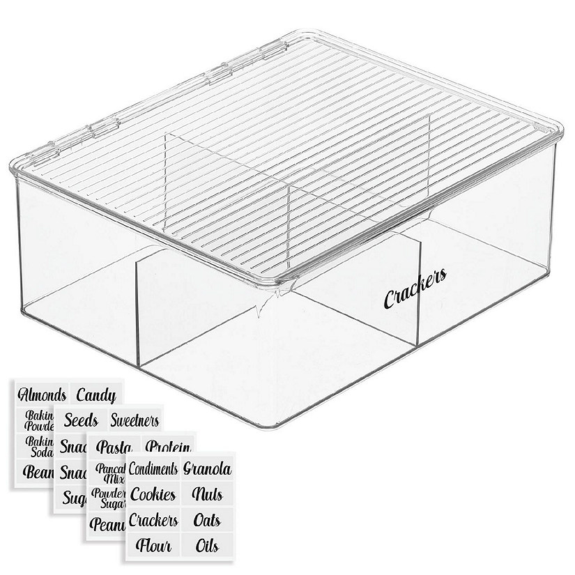 mDesign Plastic Tea Bag Divided Storage Organizer Box, Hinge Lid, Clear 