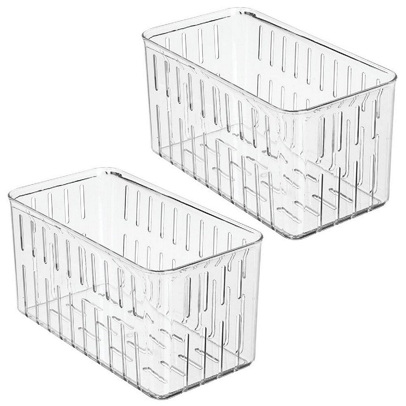 MDesign Plastic Kitchen Pantry Storage Organizer Container Bin - 2 Pack -  Clear