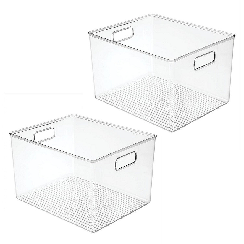 mDesign Plastic Household Cubby Storage Organizer Container Bin - 2 Pack - Clear Image
