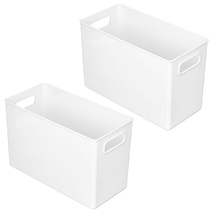mDesign Plastic Household Cubby Storage Organizer Container Bin - 2 Pack - White Image