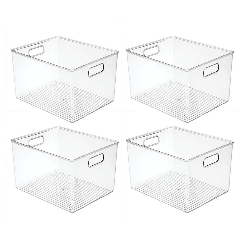 mDesign Plastic Household Cubby Storage Organizer Container Bin - 4 Pack - Clear Image