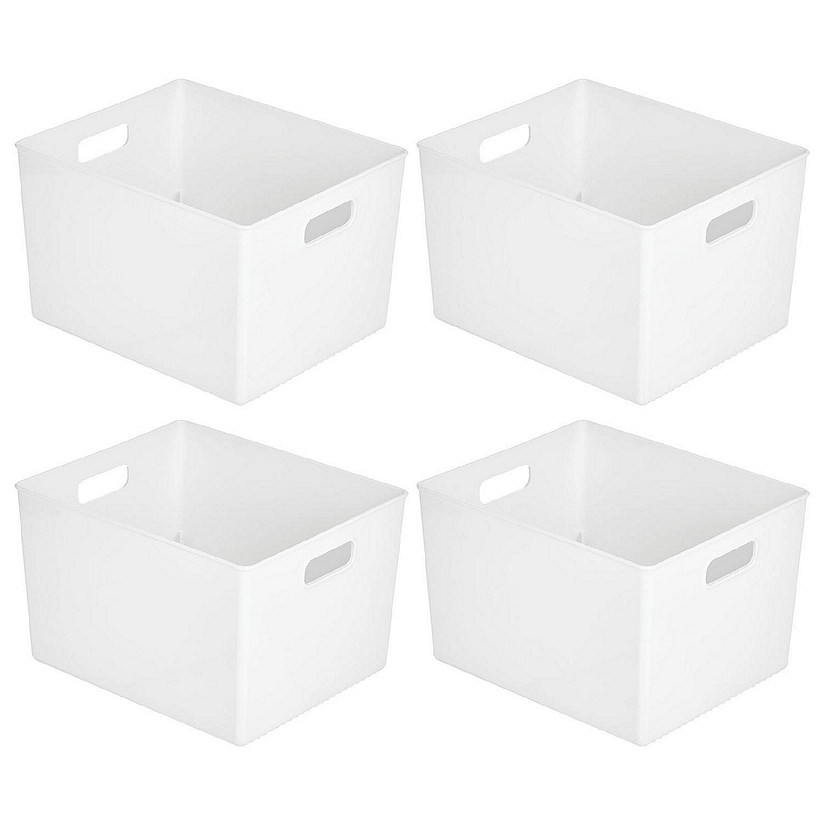 mDesign Plastic Household Cubby Storage Organizer Container Bin - 4 Pack - White Image