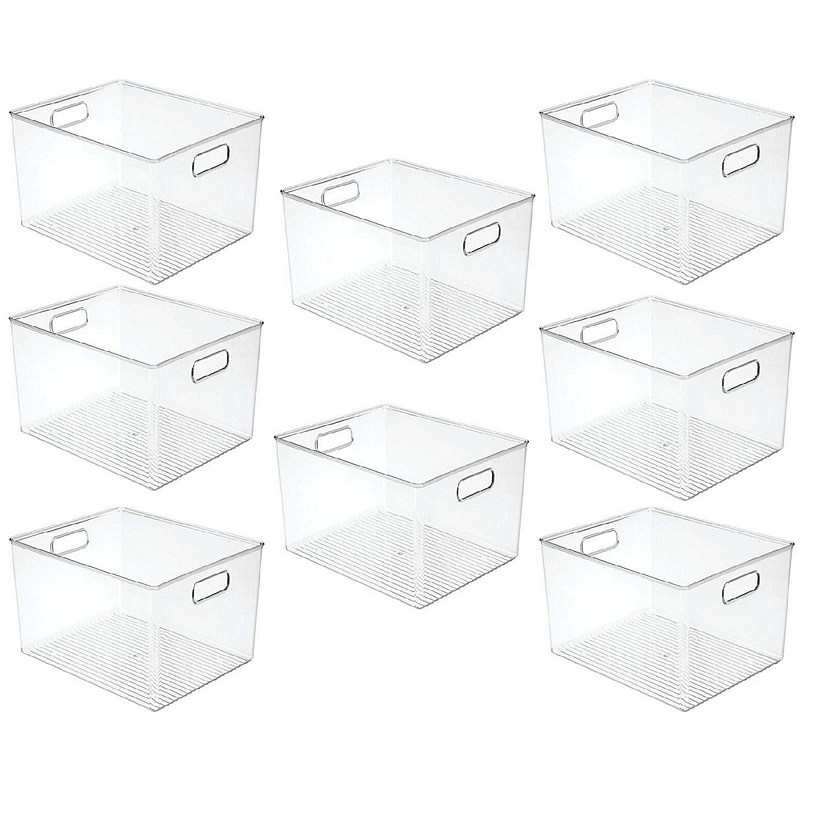 mDesign Plastic Household Cubby Storage Organizer Container Bin - 8 Pack - Clear Image