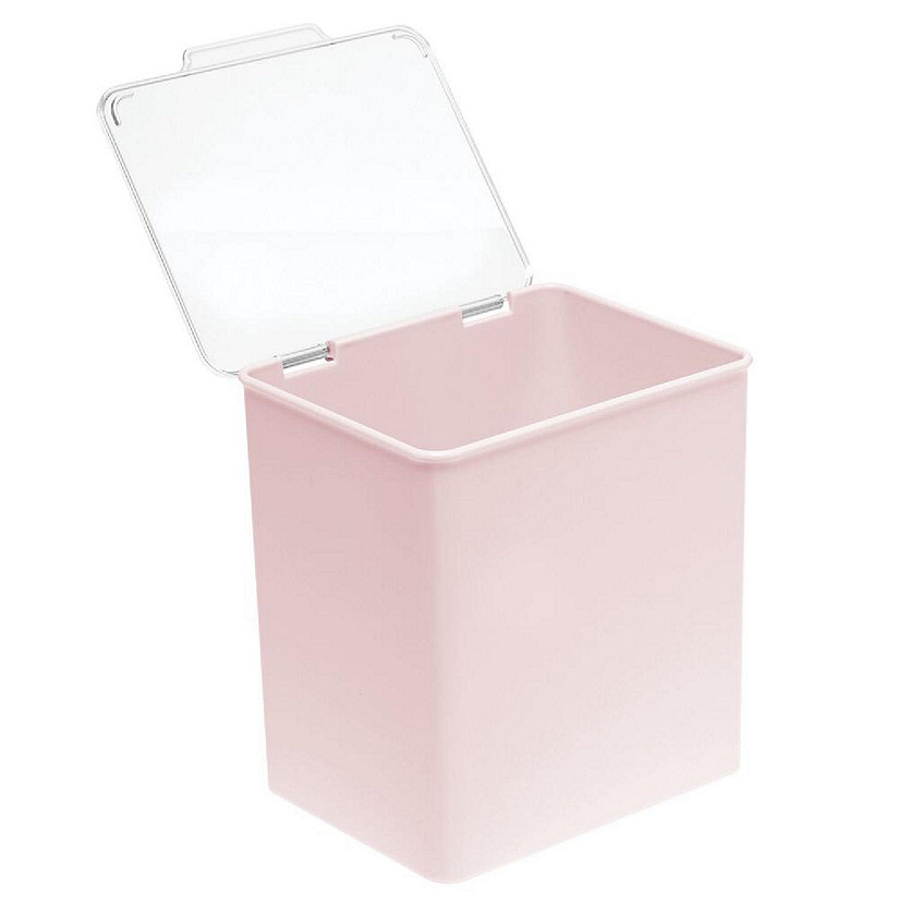 mDesign Plastic Household Storage Organizer Bin Box, Hinge Lid, Light