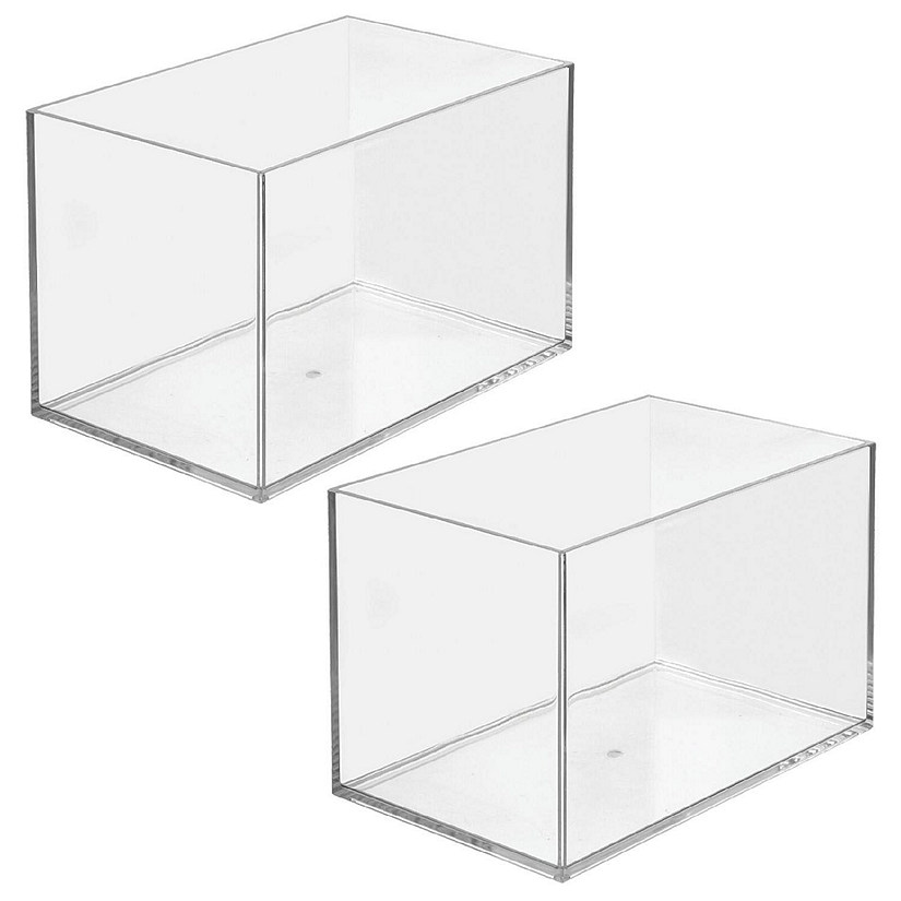 mDesign Plastic Kids Toy Box Storage Organizer Tote Bin, 2 Pack - Clear Image