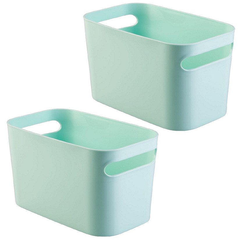 mDesign Plastic Kids Toy Storage Organizer Tote Bin, 10" L, 2 Pack, Mint Green Image