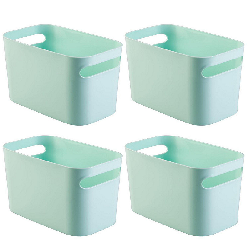 mDesign Plastic Kids Toy Storage Organizer Tote Bin, 10"L, 4 Pack, Mint Green Image
