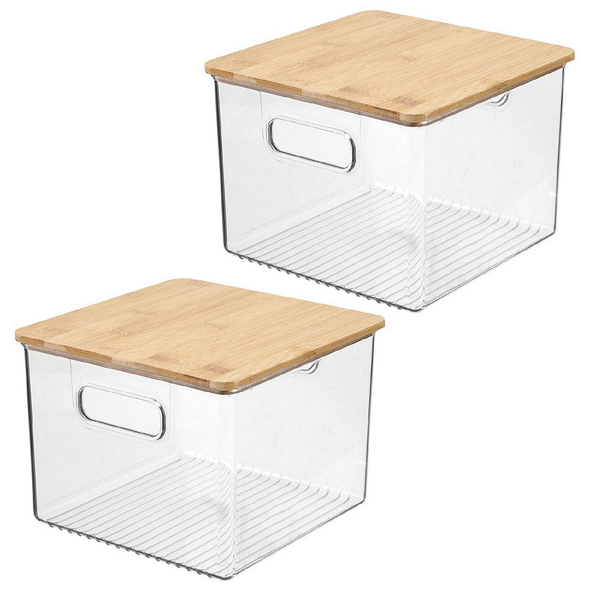 mDesign Plastic Kitchen Food Storage Bin with Lid 2 Pack Clear