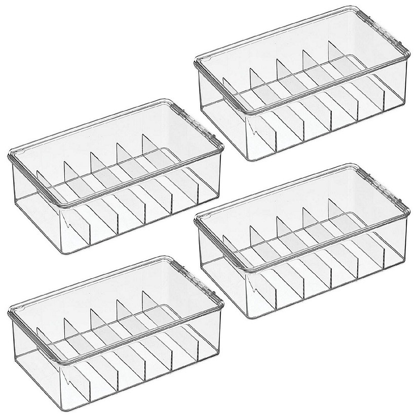 mDesign Plastic Kitchen Organizer Bin w/ Hinged Lid; 6 Sections 4