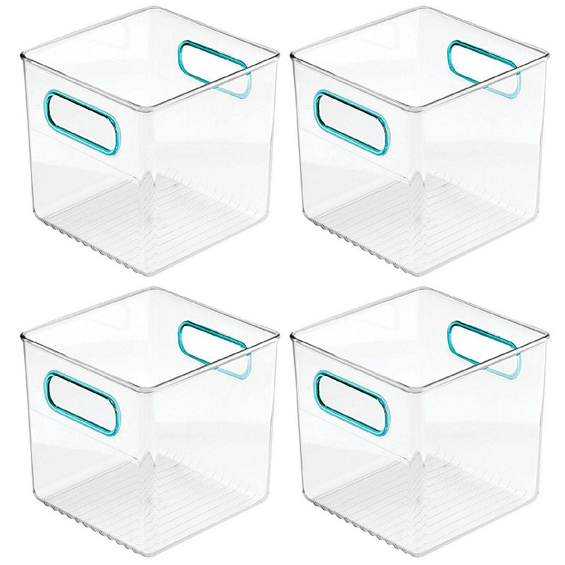 mDesign Easy-Grip Handles Clear Plastic Storage Bins, 4-Pack
