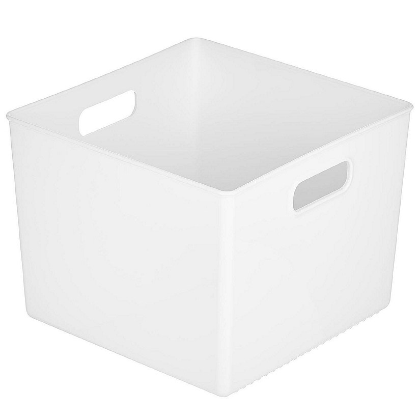 mDesign Stackable Plastic Pantry Organizer Box with 36 Labels, 12 x 6 x  7.75 - Clear
