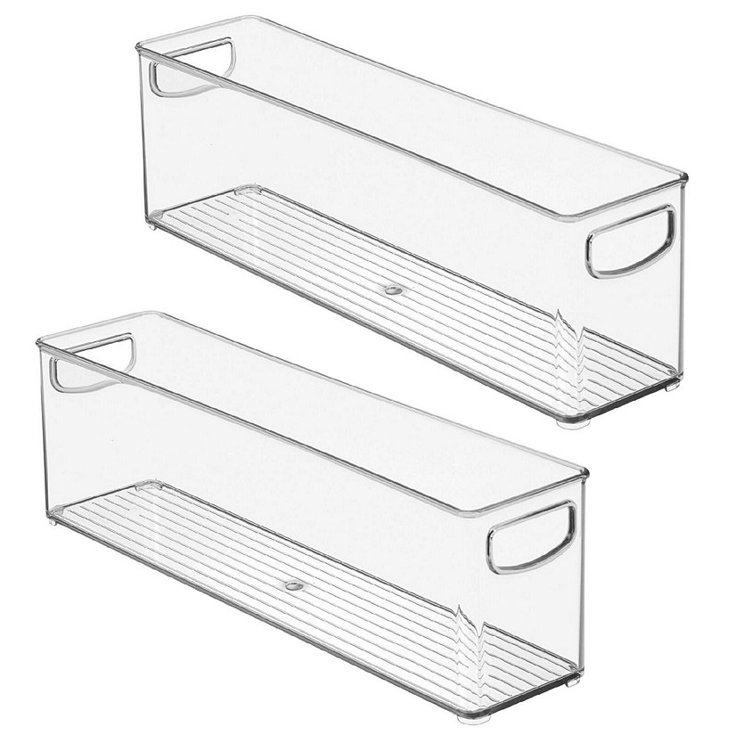 mDesign Plastic Kitchen Pantry Storage Organizer Bin with Handles, 2 Pack,  Clear