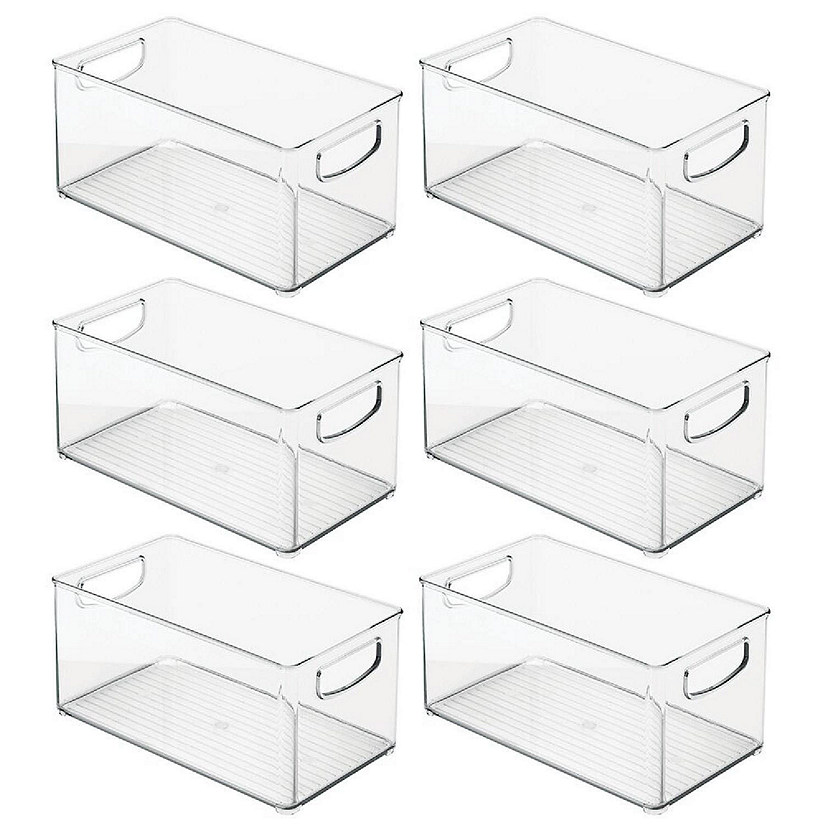 mDesign Plastic Kitchen Pantry Storage Organizer Bin with Handles, 2 Pack,  Clear