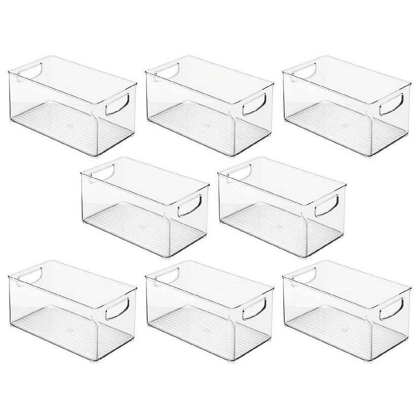 mDesign Stackable Plastic Pantry Organizer Box with 36 Labels, 12