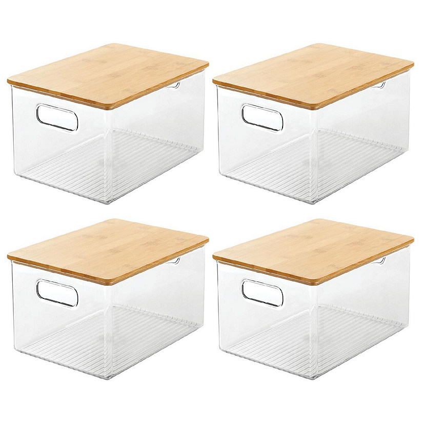https://s7.orientaltrading.com/is/image/OrientalTrading/PDP_VIEWER_IMAGE/mdesign-plastic-kitchen-storage-box-bamboo-lid-handles-4-pack-clear-natural~14366396$NOWA$