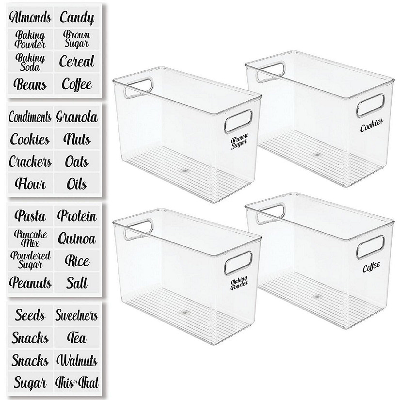 mDesign Plastic Kitchen Storage Organizer Bin with Handles, Set of 5 Clear
