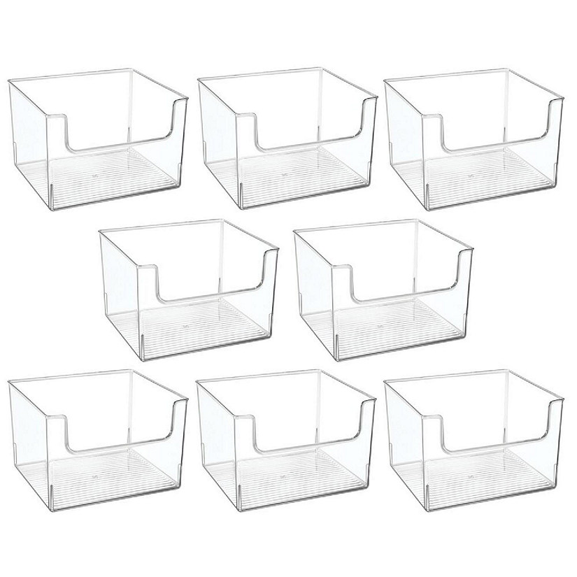 mDesign Large Plastic Open Front Kitchen Storage Organizer Bin Basket - Clear