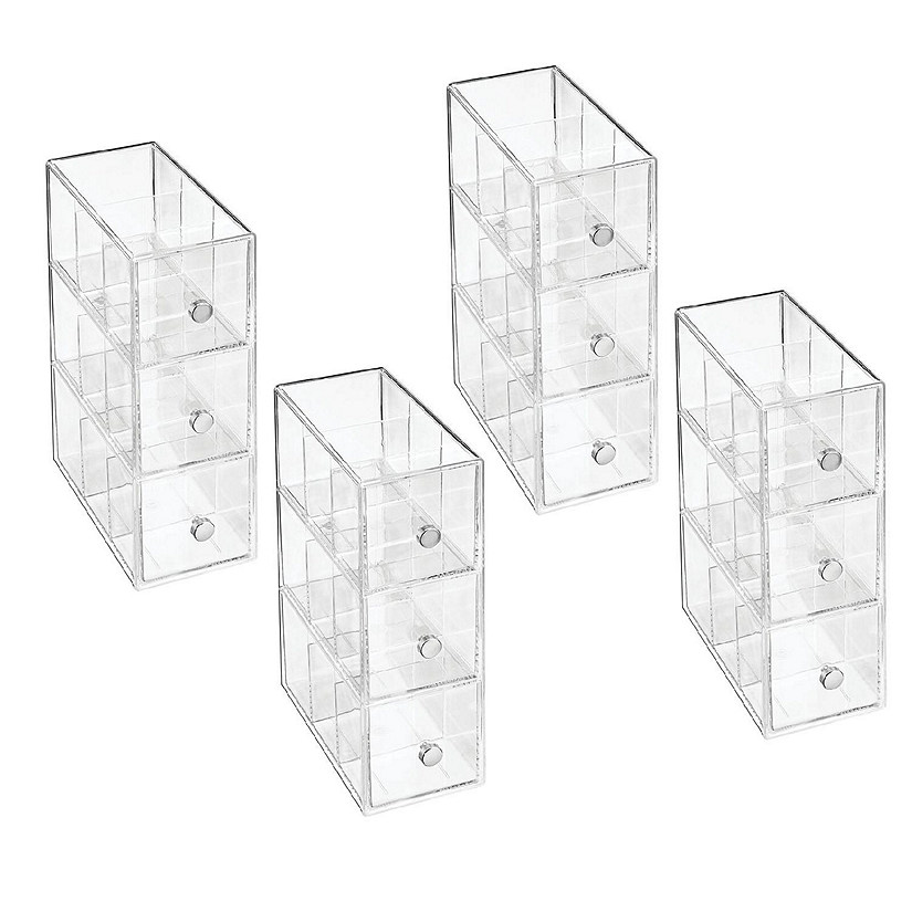 mDesign Plastic Kitchen Storage Tea Organizer, 3 Drawers - Clear