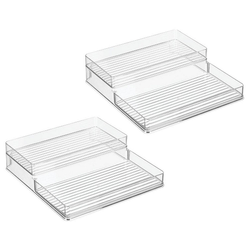 mDesign Plastic Kitchen Tiered Food Storage Shelves, 2 Pack - Clear ...