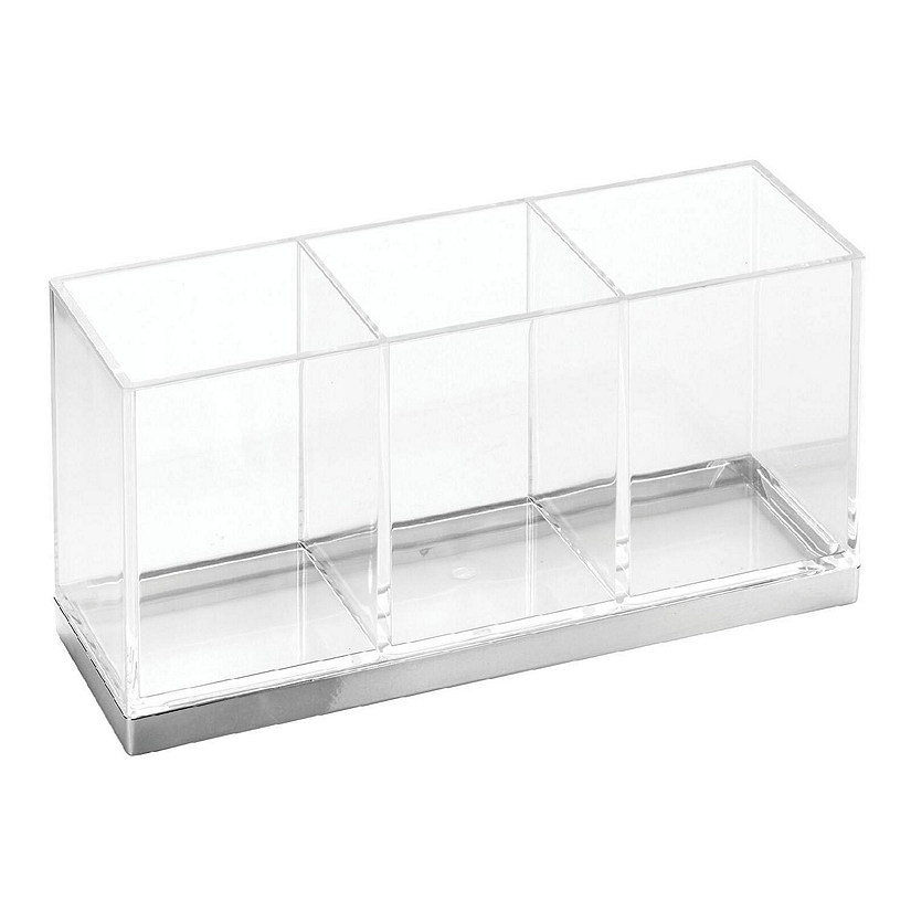 mDesign Plastic Makeup Organizer Storage Caddy Bin, 3 Sections, Clear