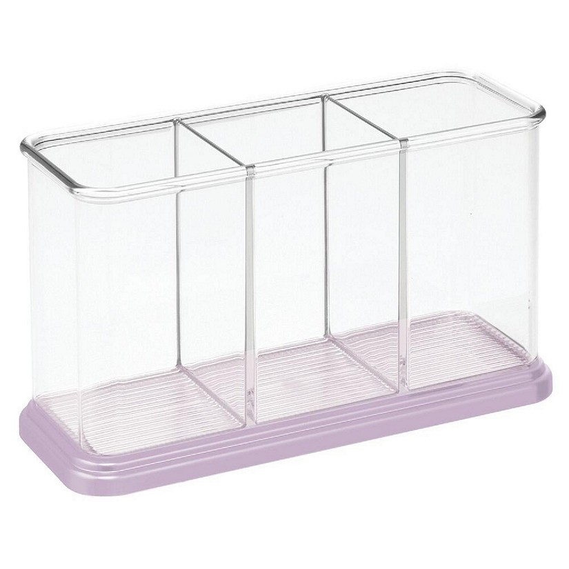 mDesign Plastic Makeup Organizer Storage Caddy Bin, 3 Sections, Clear