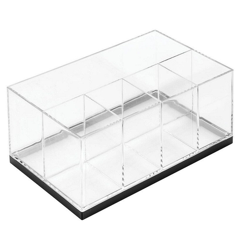 mDesign Plastic Makeup Storage Organizer with 5 Sections Clear/Black
