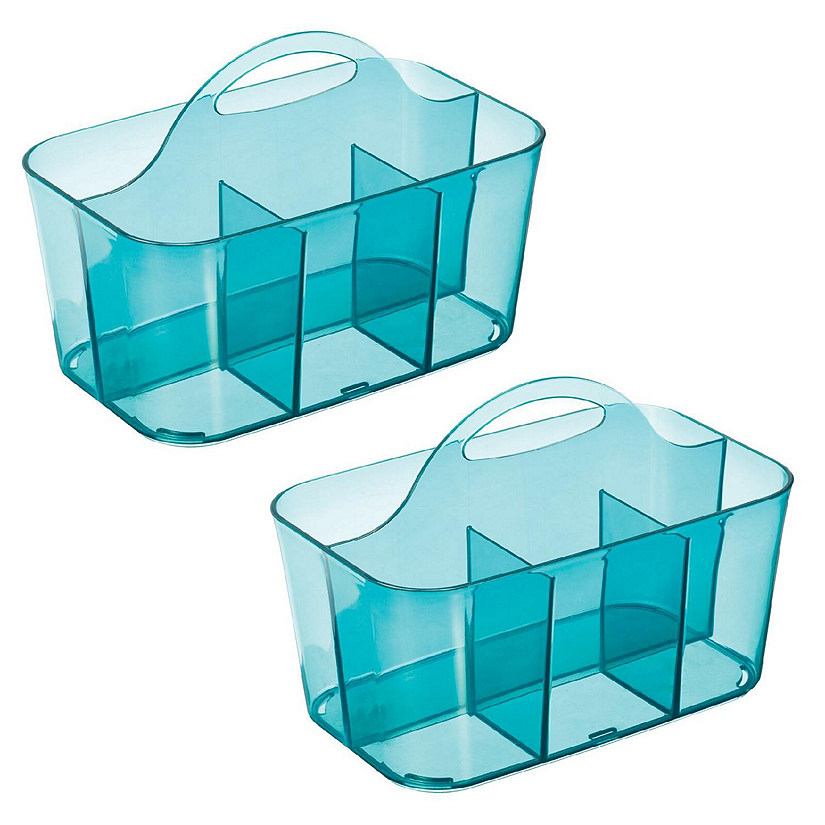 MDesign Plastic Shower Caddy Storage Organizer Basket with Handle, 2 Pack