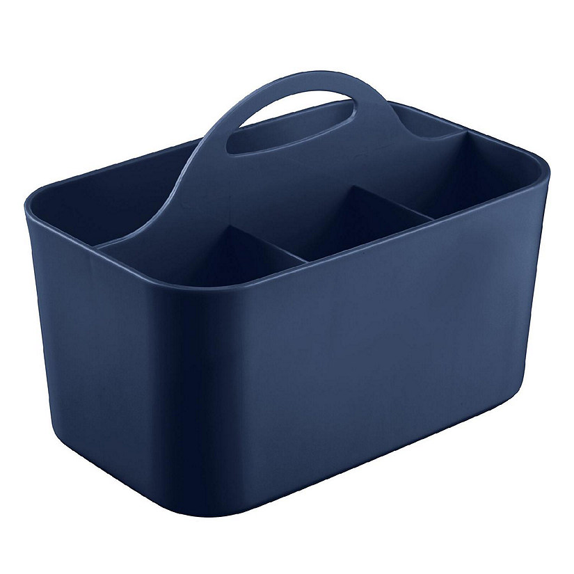 mDesign Plastic Shower Caddy Storage Organizer Basket with Handle - Navy