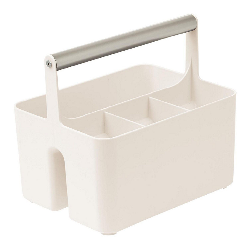 mDesign Plastic Shower Caddy Storage Organizer Basket, Handle, 2 Pack, White