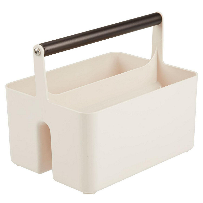 mDesign Plastic Shower Caddy Storage Organizer Utility Tote - Cream/Bronze