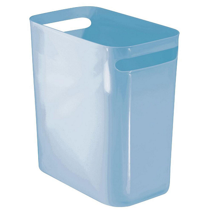 mDesign Plastic Slim Large 2.5 Gallon Trash Can Wastebasket - Light Blue