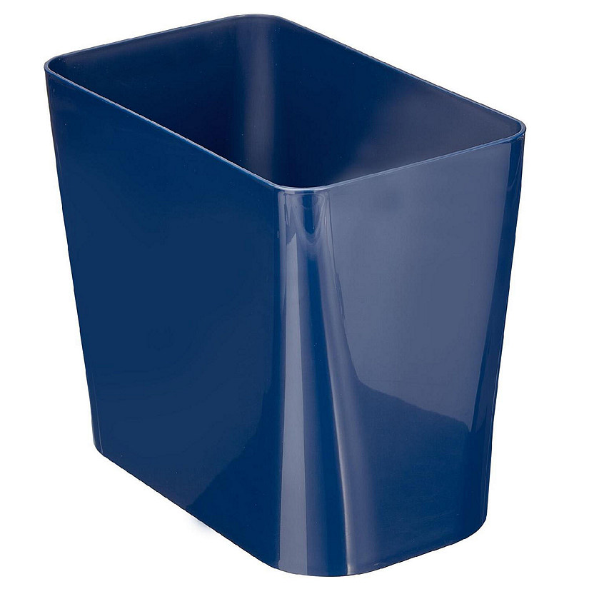 mDesign Plastic Small 3Gallon Wastebasket, Trashcan Container Bin Navy Blue