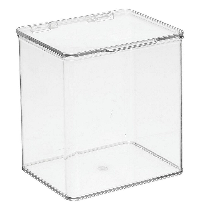 mDesign Plastic Stackable Kitchen Food Storage Box with Hinged Lid Clear