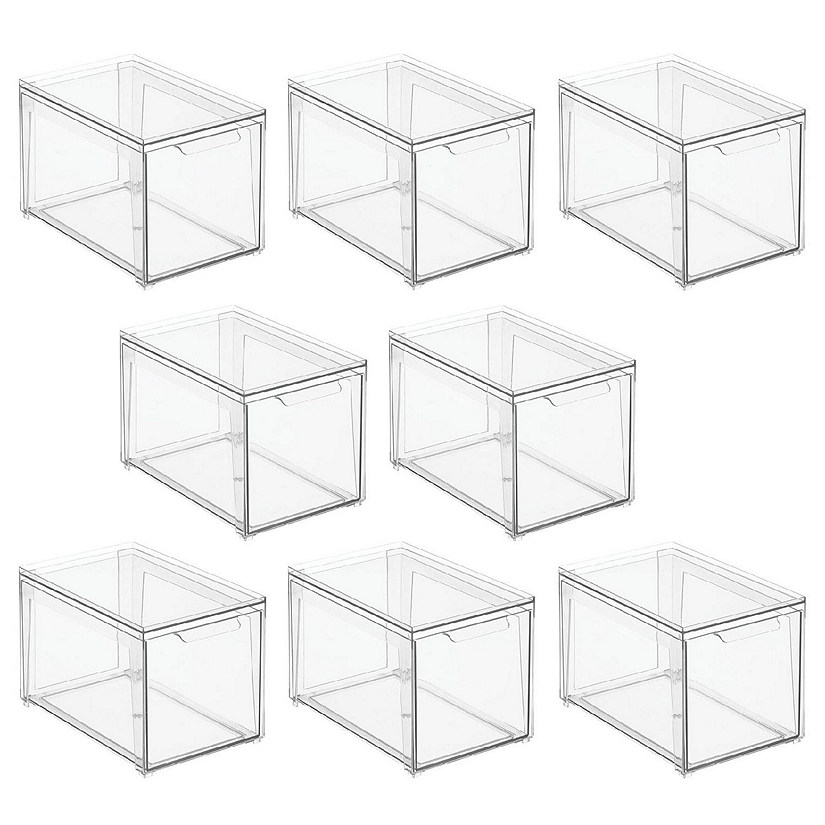 mDesign Plastic Stackable Kitchen Storage Bin, PullOut Drawer 8 Pack