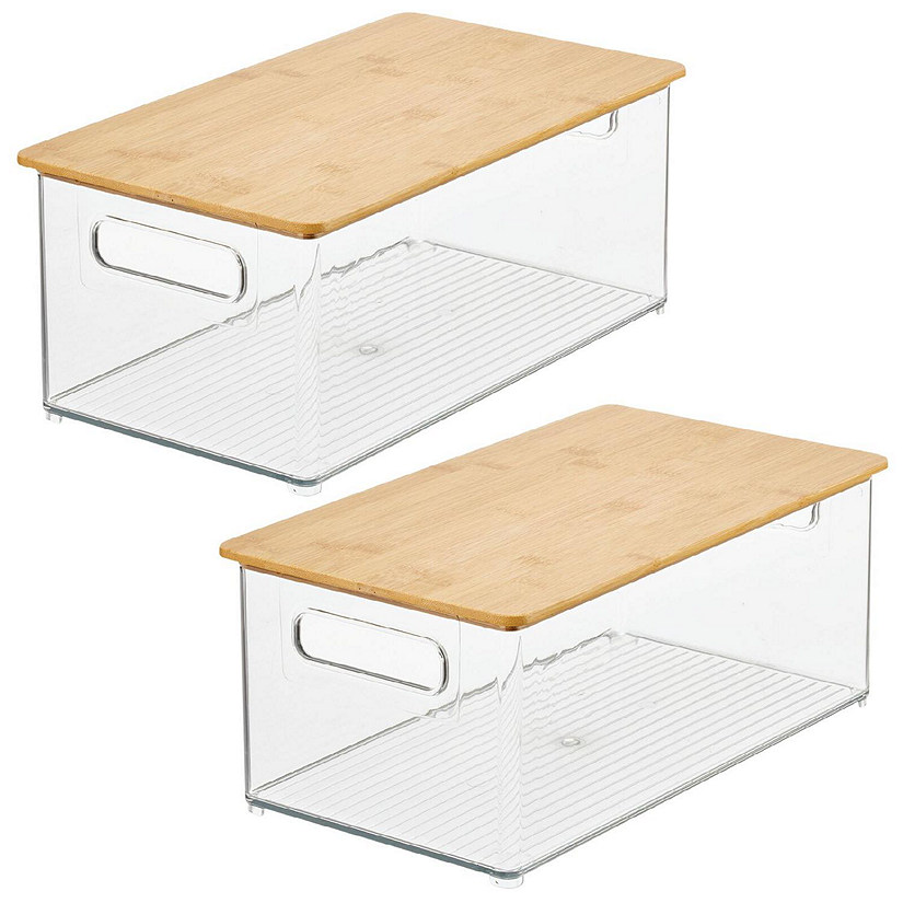 mDesign Plastic Food Storage Bin Organizer for Kitchen Cabinet - 2 Pack -  Clear 