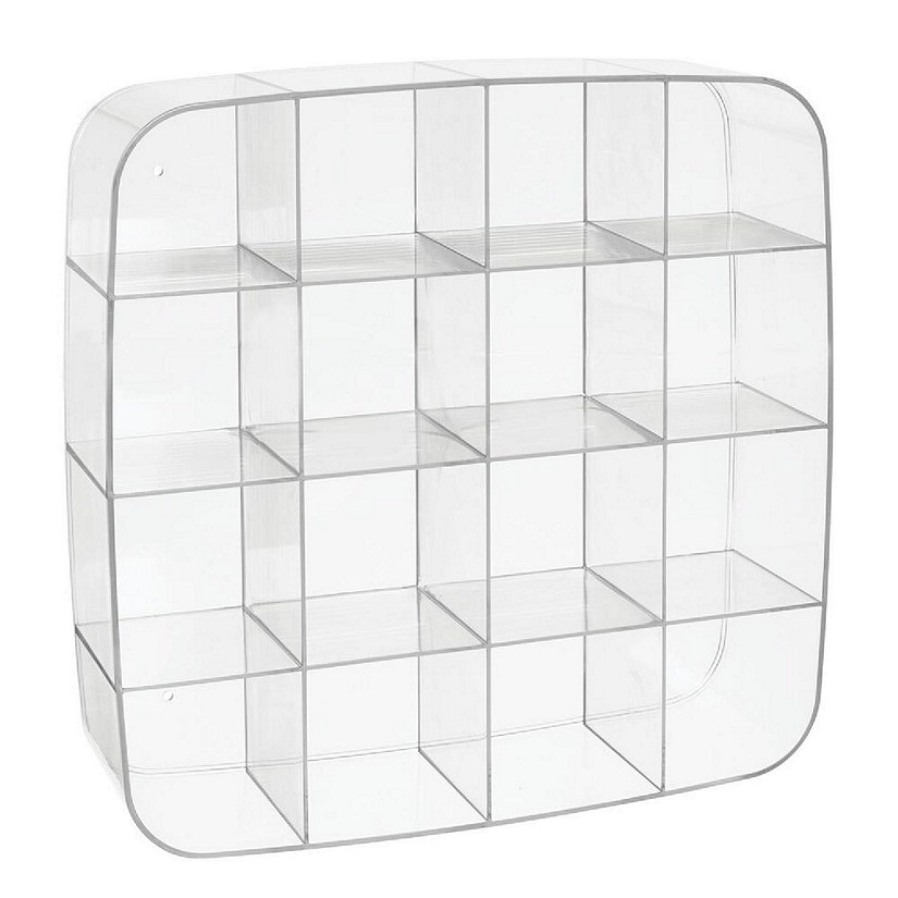 mDesign Plastic Wall Mount Collectible Display Organizer, 16 Compartments, Clear Image