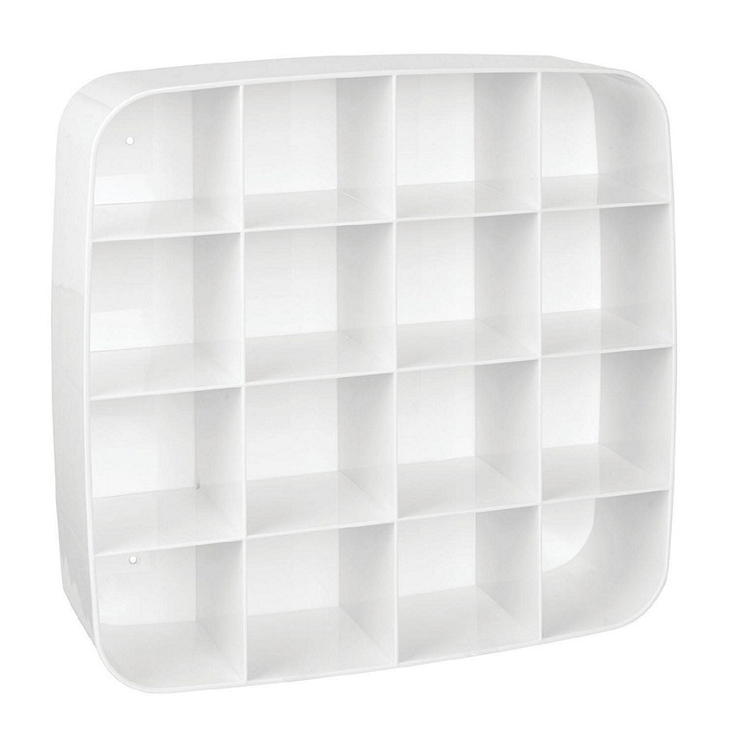 mDesign Plastic Wall Mount Collectible Display Organizer, 16 Compartments, White Image