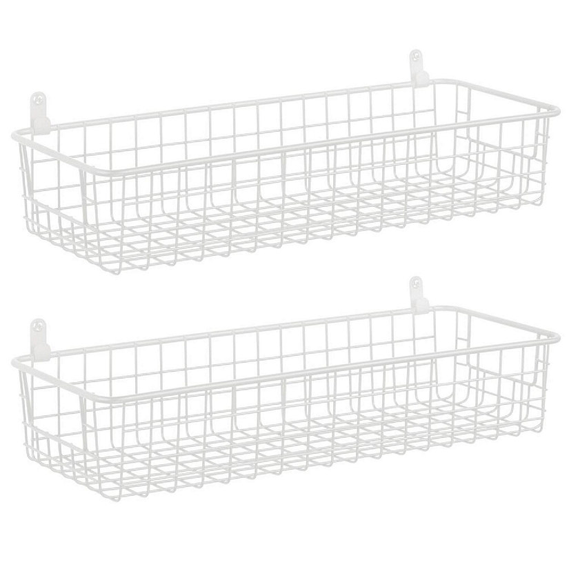 mDesign Portable Metal Wire Wall Mount Hanging Storage Basket, 2 Pack