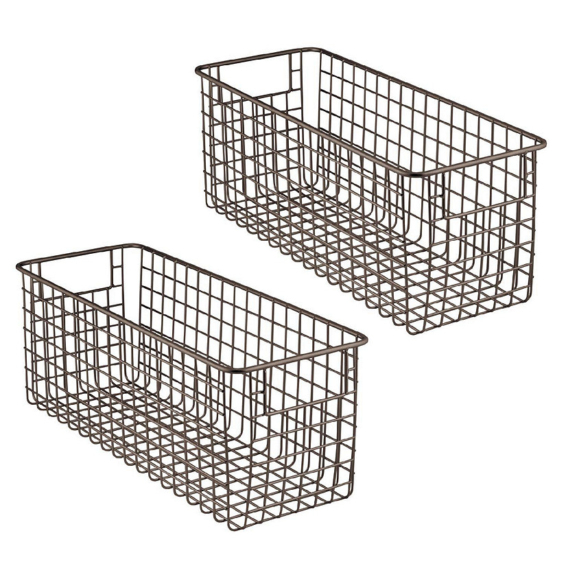 mDesign Metal Wire Food Storage Slim Basket Organizer with Handles for